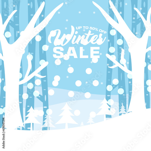 winter sale social media post design template