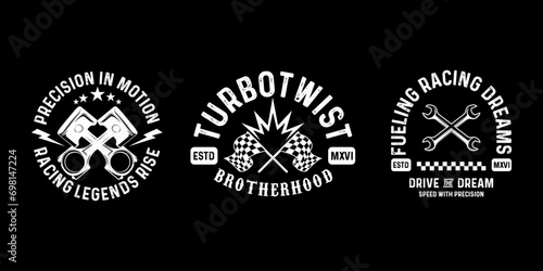 Motorcycle badges club emblems tshirt design Retro  Racing Typography Graphics