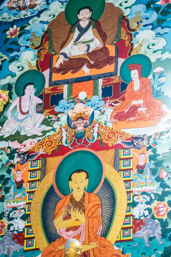 Obraz premium Above: Marpa, below him Milarepa and Gampopa