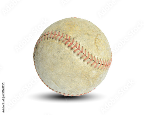 old baseball isolated on white background. This has clipping path.