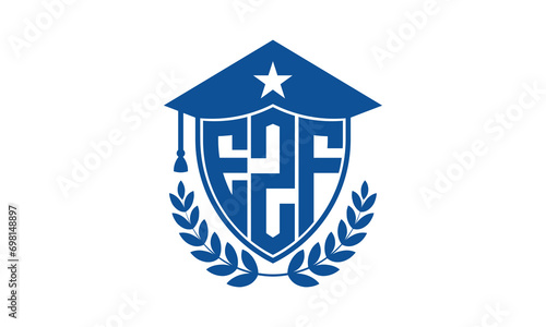 EZF three letter iconic academic logo design vector template. monogram, abstract, school, college, university, graduation cap symbol logo, shield, model, institute, educational, coaching canter, tech