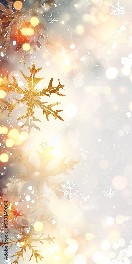 vertical minimal Christmas Background, Festive design, sparkling lights golden and white snowflakes. Poster, banner, greeting card vertical minimal Christmas Background, Festive design, sparkling lights golden and white snowflakes. Poster, banner, greeting card