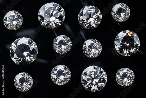 Diamonds gems of different cuts and sizes