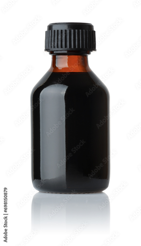 Front view of dark medicine bottle Front view of dark medicine bottle