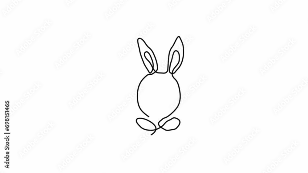 Continuous one line drawing of the Easter bunny. Cute silhouette of a bunny with ears in a simple linear style. Minimal linear video. Continuous one line drawing of the Easter bunny. Cute silhouette of a bunny with ears in a simple linear style. Minimal linear video.