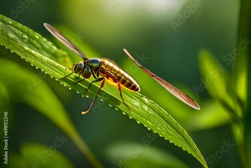 macro of a wasp on a leaf