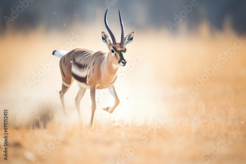 gazelle in motion with dust trail
