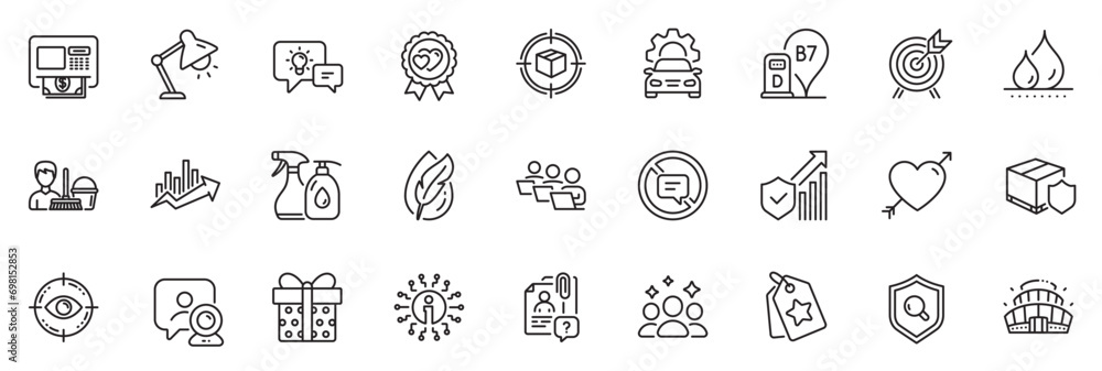 Icons pack as Growth chart, Video conference and Idea lamp line icons for app include Info, Eye target, Diesel station outline thin icon web set. Delivery insurance, Cleaning service. Vector Icons pack as Growth chart, Video conference and Idea lamp line icons for app include Info, Eye target, Diesel station outline thin icon web set. Delivery insurance, Cleaning service. Vector