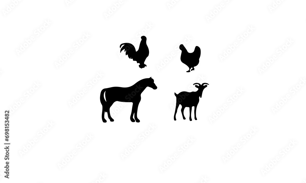 wild animals silhoutte vector bunlde. forest animals silhoutte set