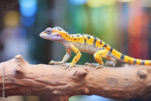 colorful dewlap display of a madagascar gecko photo