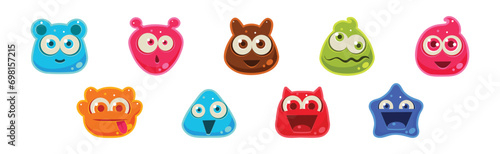 Funny Jelly Character Snout and Face Vector Set