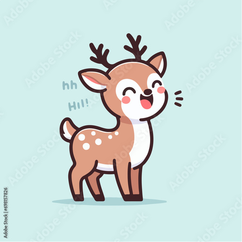 illustration of an cute deer laughing happily with a simple cartoon vector design