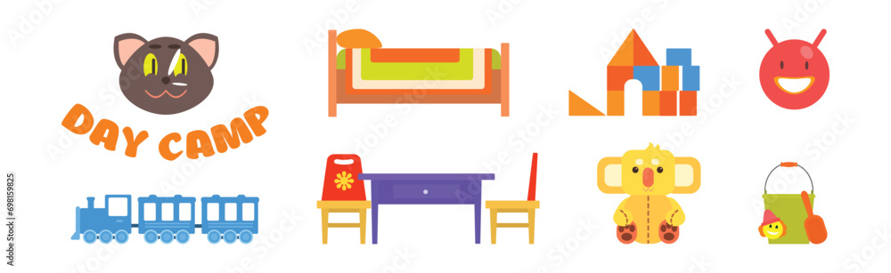 Kindergarten Preschool and Nursery Object and Toy Vector Set Kindergarten Preschool and Nursery Object and Toy Vector Set