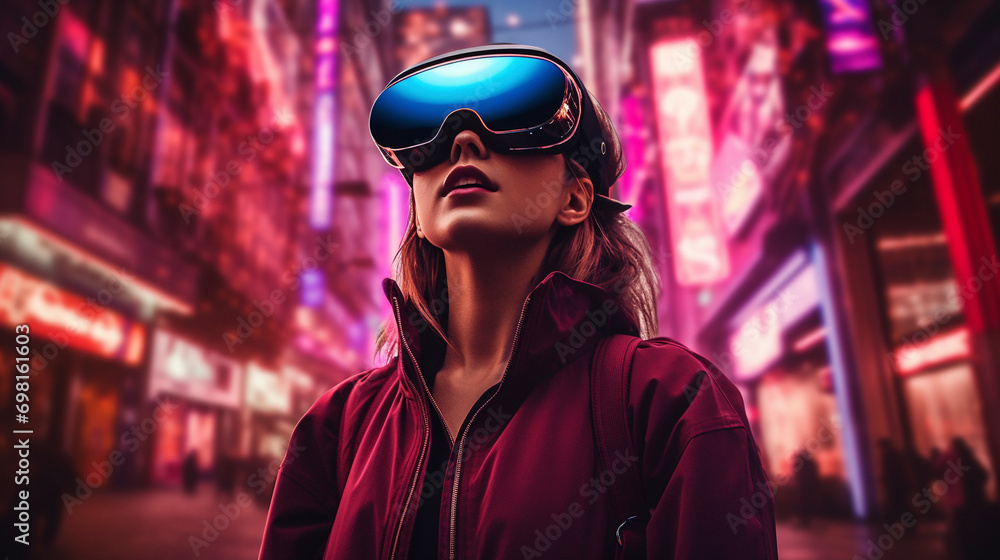Digital Reality Diva: Colorful Cyberpunk Portraits with VR Magic, Generative AI