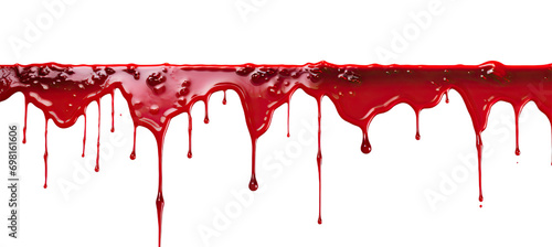 Real dark Dripping blood. Isolated on transparent background