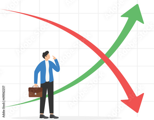 Business with inverted yield curve. Business inflation. Flat modern vector illustration

