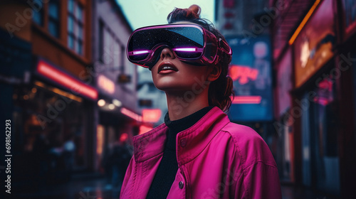 Digital Diva: Colorful Cyberpunk Portraits with VR Magic, Generative AI