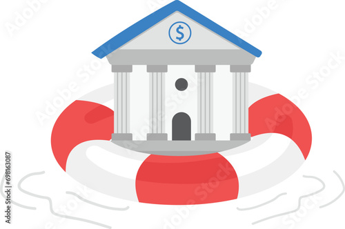 Government bailout to help support bank from bankruptcy to prevent banking downfall by injection, buy bonds to pay for loan and obligation concept,

