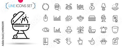 Pack of Lgbt, Plate and Packing boxes line icons. Include Grill, Money bag, Windmill pictogram icons. Hydroelectricity, Farsightedness, Diagram chart signs. Energy inflation, Refresh, Reminder. Vector