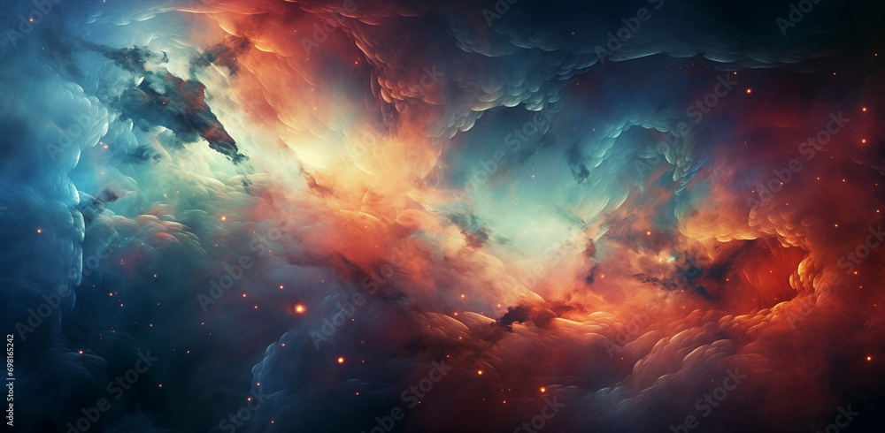 Galaxy wallpapers, nebula , space, in the style of colorful turbulence, realism with surrealistic elements, light crimson and turquoise, spiritual landscape, precisionist art, dreamy compositions