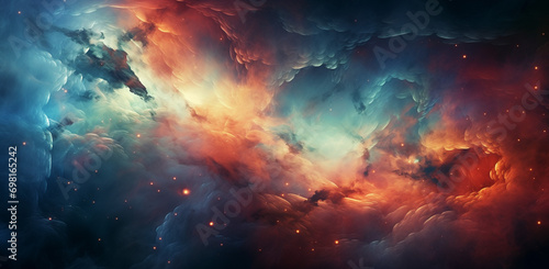 Galaxy wallpapers  nebula   space  in the style of colorful turbulence  realism with surrealistic elements  light crimson and turquoise  spiritual landscape  precisionist art  dreamy compositions