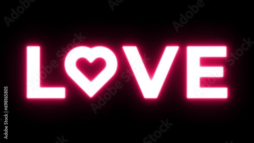 love icon neon, animated neon light shape love vegas neon flex 4k animation neon love frame pink valentine i love you photo