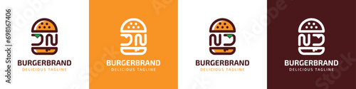 Letter JN and NJ Burger Logo, suitable for any business related to burger with JN or NJ initials.
