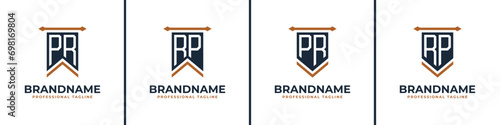 Letter PR and RP Pennant Flag Logo Set, Represent Victory. Suitable for any business with PR or RP initials.
