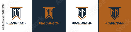 Letter NN Pennant Flag Logo Set, Represent Victory. Suitable for any business with N or NN initials. photo