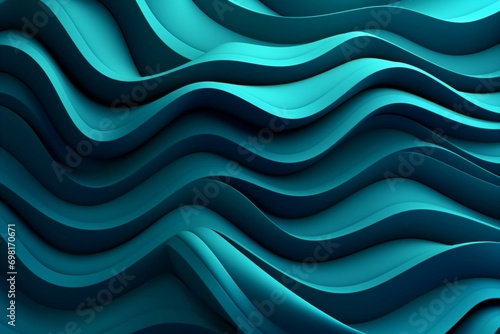 Abstract 3D design with graceful, undulating textures. Enigmatic blue and turquoise backdrop. Generative AI