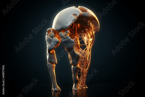 3D medical representation of hip joint pain anatomy. Generative AI