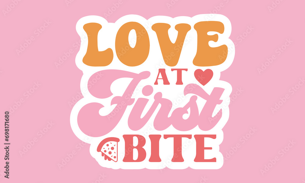 Fototapeta premium Love at first bite Retro Stickers Design 
