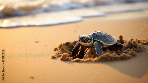 Coastal Wildlife: Snap a picture of a serene moment as a sea turtle makes its way back to the sea after nesting, leaving delicate tracks in the sand.