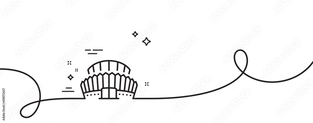 Sports Stadium Line Icon Continuous One Line With Curl Arena Sign sports-stadium-line-icon-continuous-one-line-with-curl-arena-sign