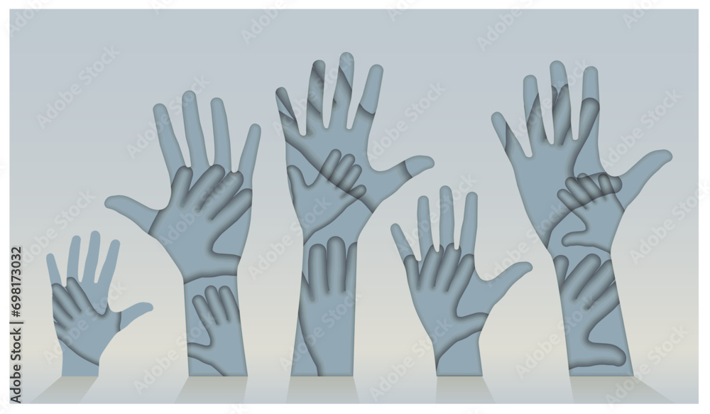 Outstretched hands in handcuffs. Vector illustration.
Outstretched hands in handcuffs. Vector illustration.