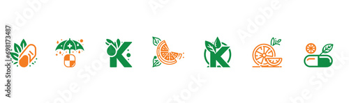 Unlocking the Power of Essential Nutrients: A Diverse Array of Striking Vector Icons Representing Vitamins C, K, E, and D for Holistic Health and Immune Well-Being