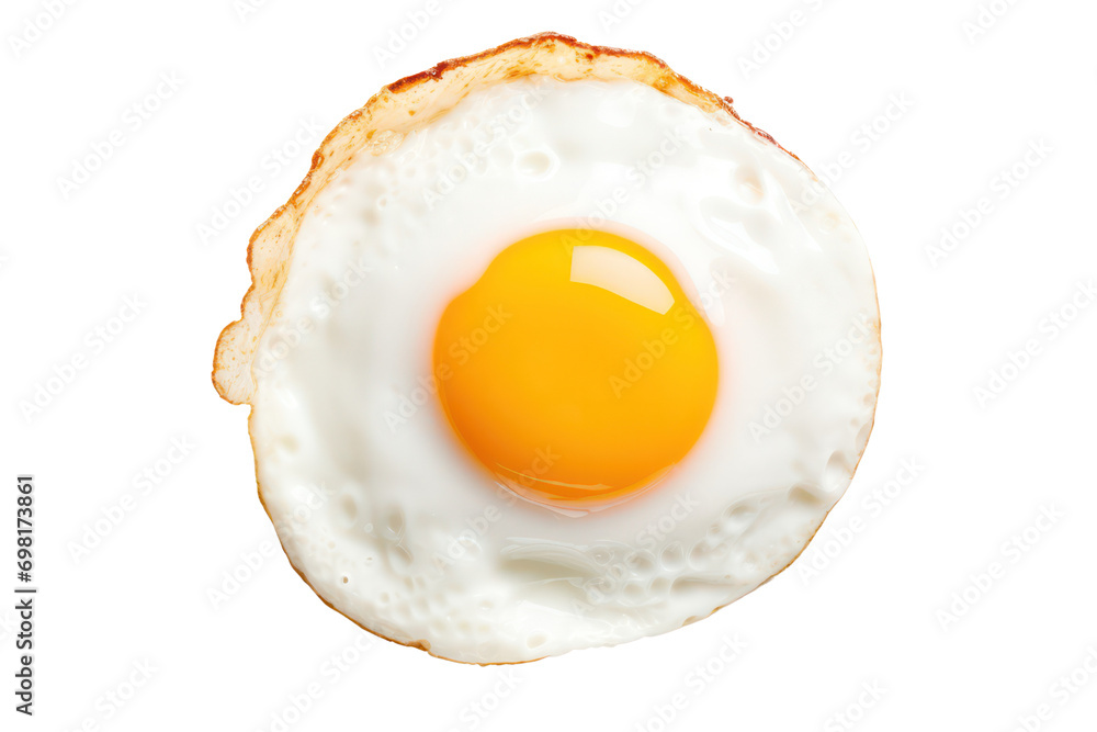 Top view, Relistic Fried egg isolated on transparent background. - obrazy, fototapety, plakaty 