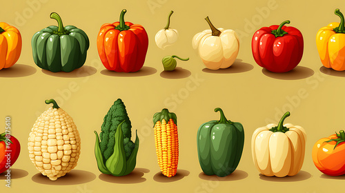 Vegetable seamless pattern with cute drawing seamless pattern. Healthy nutrition cartoon texture.