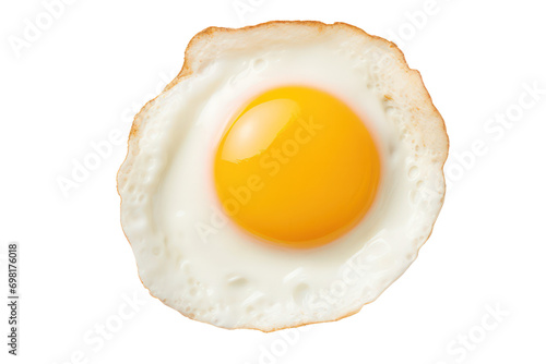 Top view, Relistic Fried egg isolated on transparent background. photo