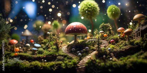 A microcospic microcosm of a place in the universe where life is different, tilt shift 