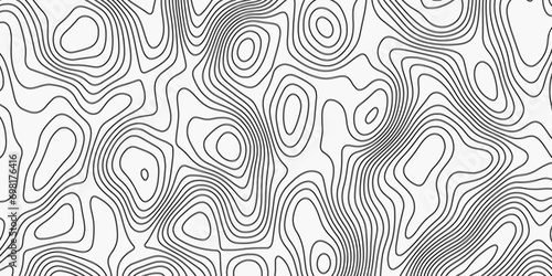 Topographic Map in Contour Line Light Topographic White seamless marble texture. Ocean topographic line map with curvy wave isolines vector Black-white background from a line similar  photo