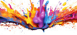 Abstract colorful art colors splashes background illustration - Colorful acrylic paint splashing isolated on white background on transparent background.