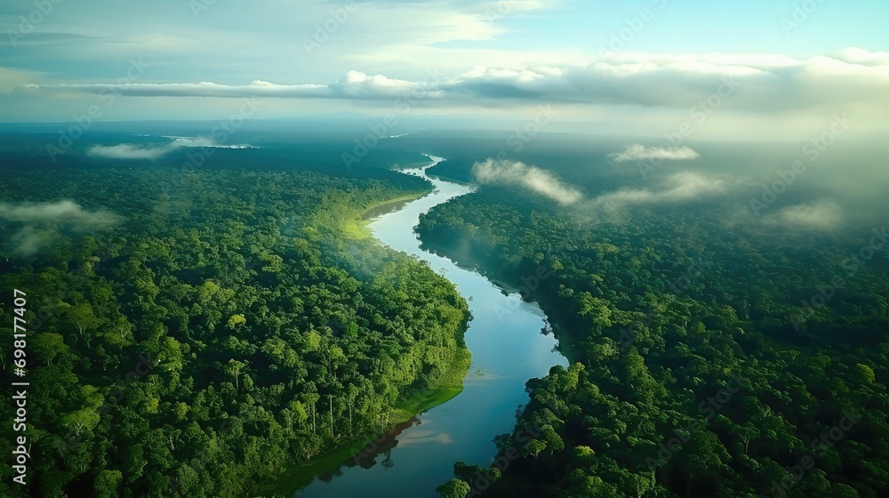 Fascinating views of the Amazon rainforest from the air, slow shutter speed photography, Graphics, 64K, HDR