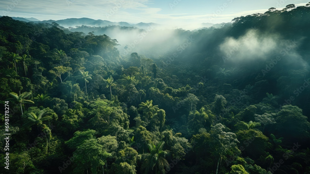 Overhead shot of dense tropical rainforests Overhead shot of dense tropical rainforests