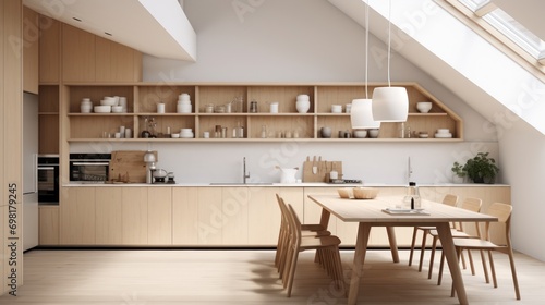 The kitchen is located in a rectangular room measuring 5 meters in length and 3 meters in width. There is a full-height, panoramic window on one of the long walls of the room, photo