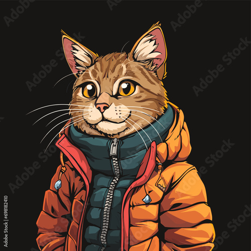 hyper realistic illustration cool cat with glasses cat shades cat hoodie cool stylish cat hoodie shades cat looking at camera cat lover