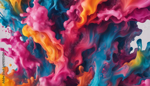 カラフルな水中のインク　マーブル模様　生成AI