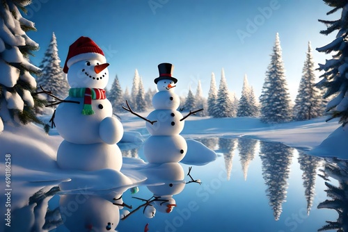 Happy snowman Midjourney v5 standing in christmas  © Muzamil