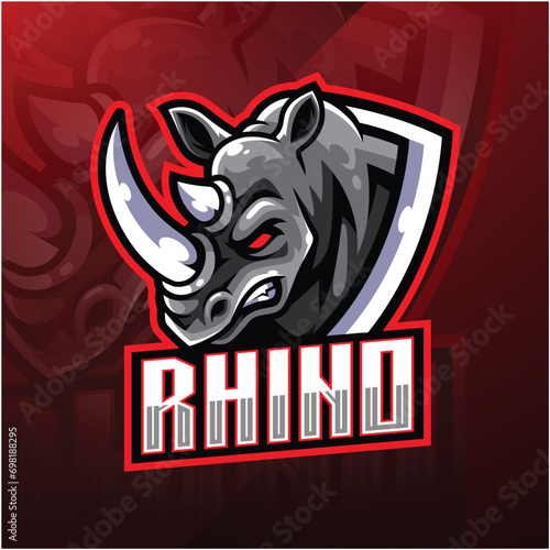 rhino head vector, rhino e-sport logo team, rhino emblem vector. rhinoceros logo, gaming logo rhinoceros, rhino mascot logo design. Vector illustration