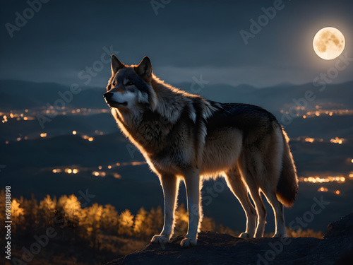 wolf howling at the moon